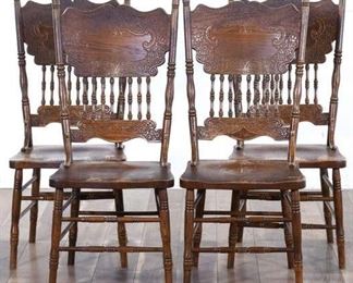 Set 4 Carved Larkin Style Dining Chairs
