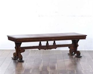 Gothic Revival Monastic Style Trestle Coffee Table 