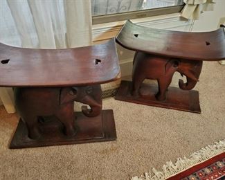 unique  carved elephant chairs 