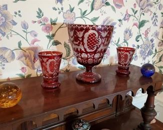 vintage red and white glass 