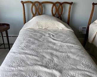 Pair of Chippendale style English twin headboards each is 43.5'W X 43"h Double chairback style crest rail. 20th century  $200 for pair including mattresses and box springs.