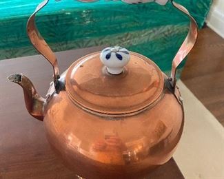 Copper kettle on trivet stand. $40