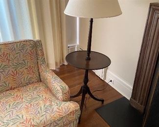 Lamp table of mahogany 18"diameter x 55'h ($30)
