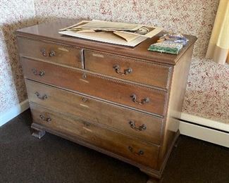 Vintage mahogany two short three long drawers dresser 42.5" w x 20"d x 34"h $90