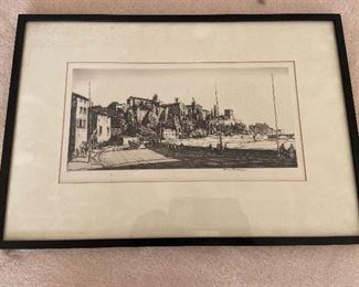 Henry Rushbury "Monte Aventino, Rome" artist's proof etching $90