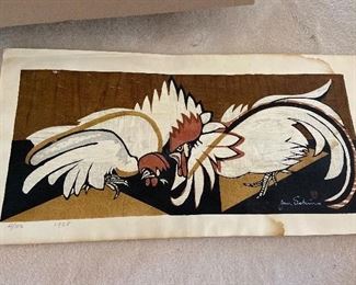 Junichiro Sekino wood cut numbered and signed print 1958 $250