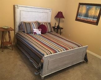 Brashears Light Wood Queen size Bed, Mattress & Boxspring.