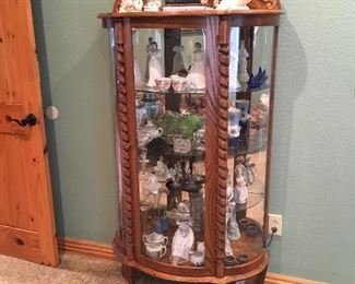 Vintage Barley Twist Oak Curved Glass Cabinet.