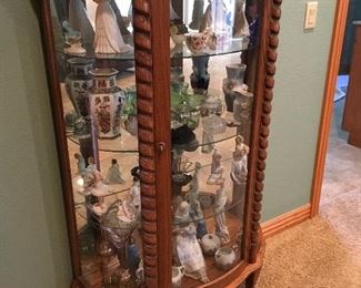 Vintage Twist Oak Curved Glass Cabinet