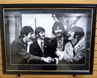 Print Of Photograph Of The Beatles Taken By Linda McCartney After Recording Of Sergeant Peppers, Framed, Matted, Under Glass, 37.5" Wide x 28" High