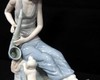 Young Boy Porcelain Figurines, 1 Marked Porceval Hand Painted Porcelain, 1 Marked Lladro, Qty 3, Approx 10" High