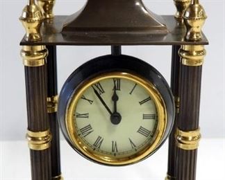 Bombay Prestige 4-Column Battery Operated Table Clock With Brass Top And Solid Base