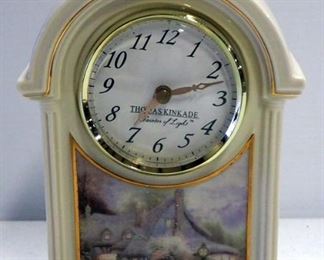 Thomas Kinkade Ceramic Table Clock With "Sweetheart Cottage" Image, 9.25" High