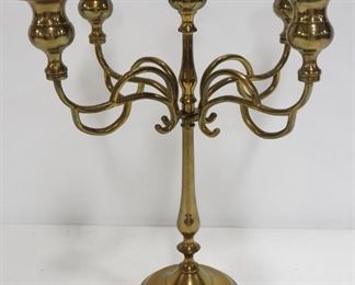Brass Candlabra With Articulating Arm, Holds 5 Candles. 13" High