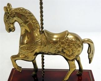 Brass Carousel Horse On Base, 7.25" High