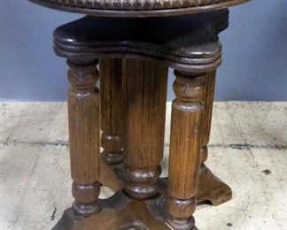 Antique Piano Stool, Ajustable Height Seat