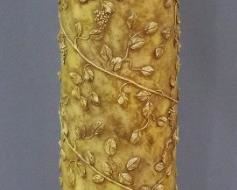 Pedestal/Column With Composite Style Capital And Berry And Vine Wrapped Design, 49" High x 11.25" Squared Top