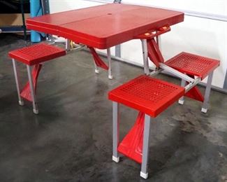 Collapsible Picnic Table, Folds Down Into Case, Case Acts As Table Top