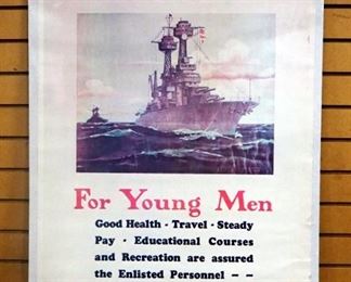 U.S. Navy Recruiting Poster, 1974 Reprint, 25" Wide x 36.5" High