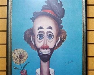 Autographed Red Skelton (American, 1913-1997) Print Of "Flower Power", Framed, Under Glass, 18" Wide x 22" High
