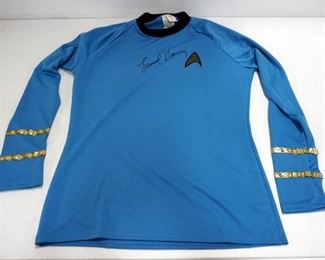 Autographed Leonard Nimoy Star Treck Star Fleet Unifrom Shirt, Size Medium