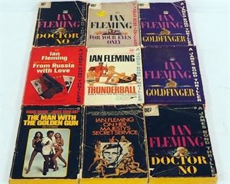 Collection Of Ian Flemming James Bond Paperbacks, Qty 9
