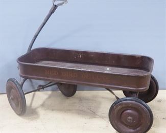 Vintage Red Bird Deluxe Metal Wagon With Handle