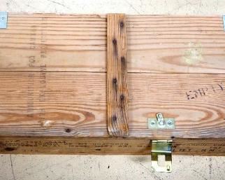 Wood Crate For Howitzer Ammo, Rope Handles, Hinged Lid, 7.5" High x 37" Long x 12" Deep