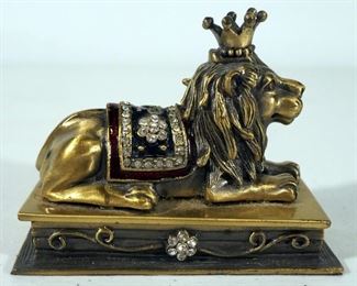 Household Decor, Includes Lion Trinket Box, Glass Paperweight, Glass Oil Burner And Display Shelf