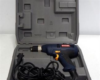 Ryobi 3/8" Corded VSR Drill, Powers On, In Hard Case