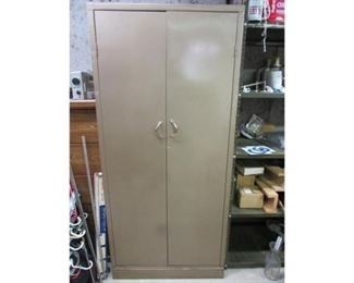 1950s Brown Hammertone Painted Metal Wardrobe Cabinet