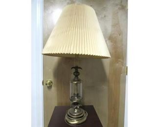 Antiqued Brass and Glass Table Lamp