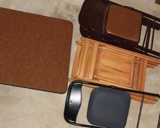 Lot of a Square Folding Card Table and 8 Folding Chairs