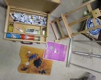 Lot of Art Supplies Easels Paints