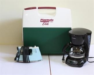 Lot of Like New Coffee Pot Iron and Cooler