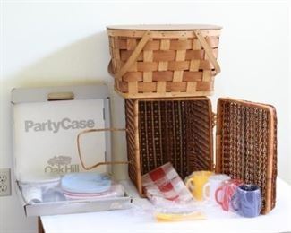 Lot of Picnic Baskets and Supplies