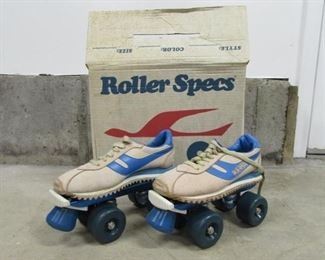 Two piece Lot of Vintage Womens Roller Skates and Mens Ice Skates