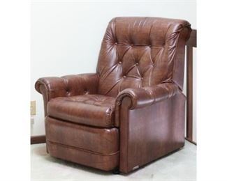 Vintage Brown Vinyl Recliner Chair