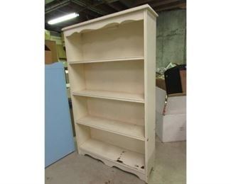 Vintage White Painted Bookcase with Scalloped Trim