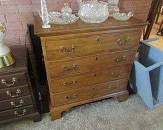 Beautiful Ethan Allen chest of drawers- when quality furniture was still being made. Also a slice of the antique cut glass- some incredible pieces.