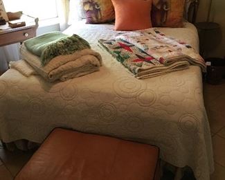 Full size bed, vintage quilts
