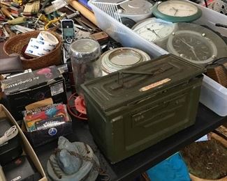 Ammo box, clocks, miscellaneous