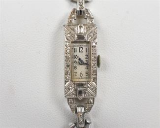 Ladies Art Deco Platinum & Diamond Wristwatch