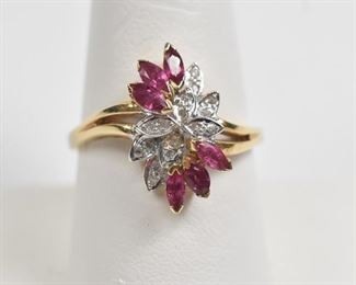 14K Ladies Ruby and Diamond Ring