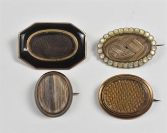 4 Victorian Mourning Brooches