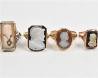 4 Carved Cameo Rings