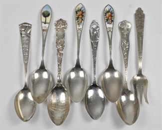 8 Sterling Souvenir Spoons