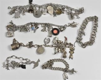 6 Souvenir Sterling Charm Bracelets