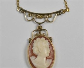 12K Carved Cameo Necklace