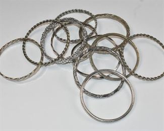 11 Silver Bangle Bracelets